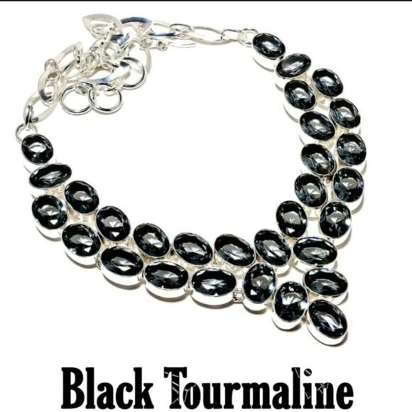 Black Tourmaline Pendant Necklace – Handmade S925 Sterling Silver Protection - Picture 3 of 6